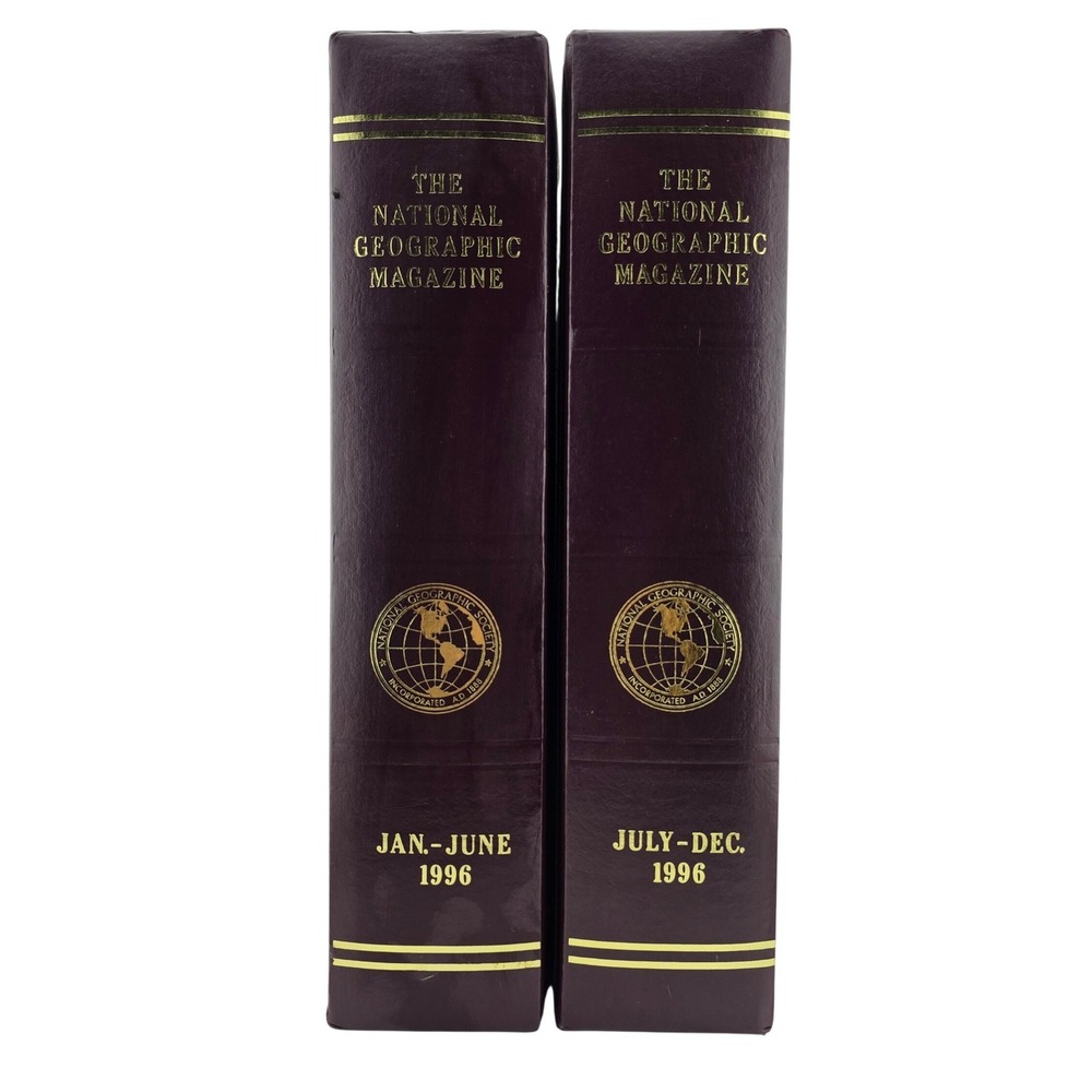 National Geographic Magazine Slipcase Binders 1996 Burgundy Good Vintage Set 2